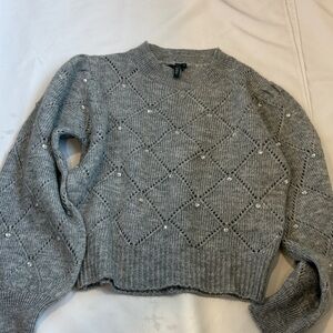Elegant Gray Women's Knit Sweater